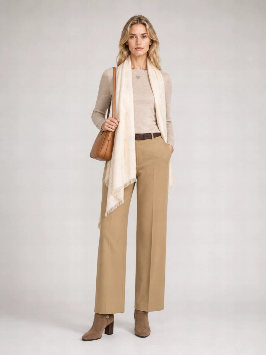 Tory Burch wool ribbed crew neck long-sleeve sweater