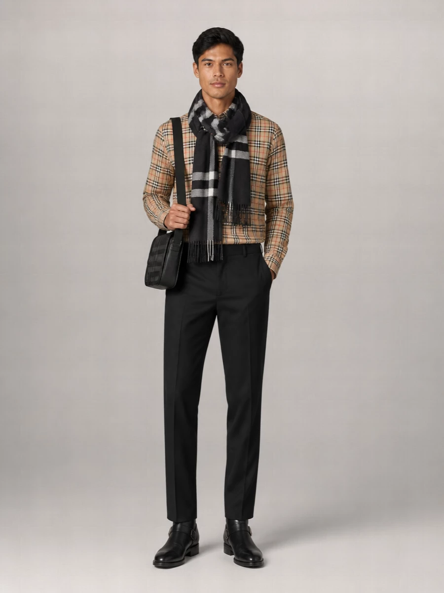 Burberry Check Relaxed-Fit Long-Sleeve Cotton Shirt