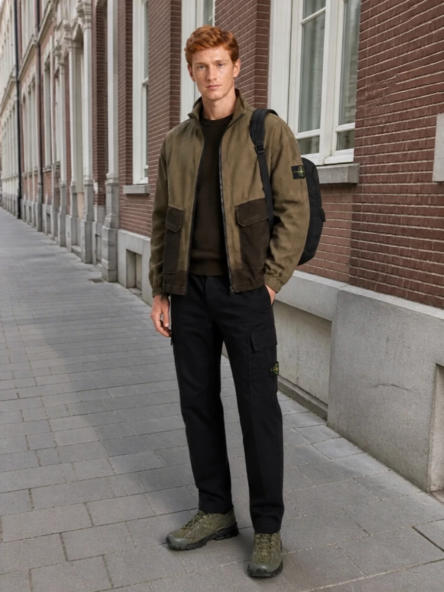 Stone island field jacket black cargo outfit