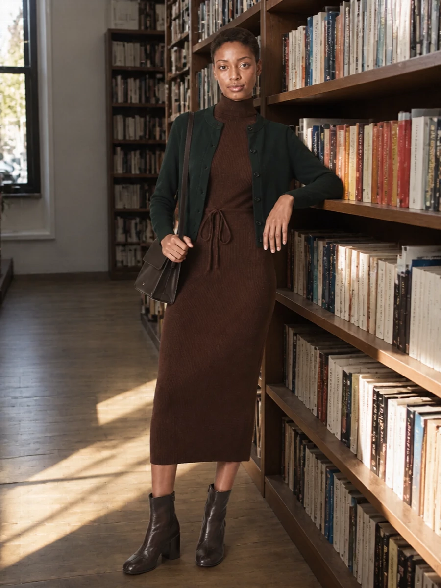 Ami cardigan apc ribbed knit dress outfit
