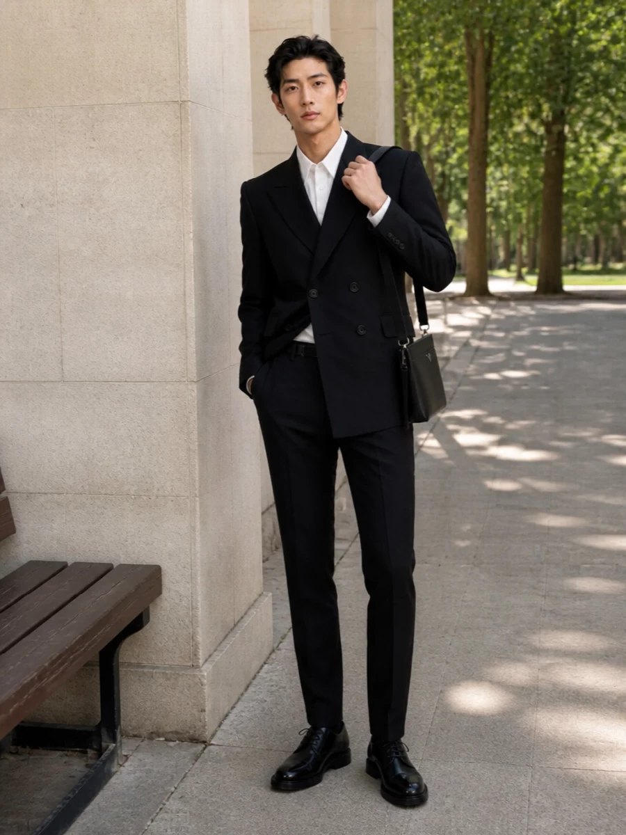 Alexander mcqueen black double breasted suit derby