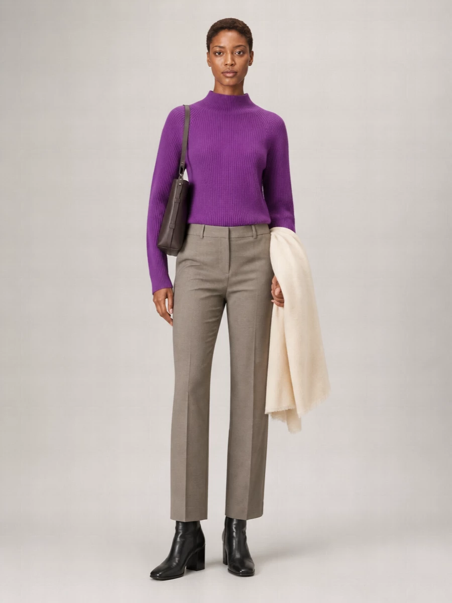 S Max Mara Ribbed Cashmere Wool Turtleneck Jumper