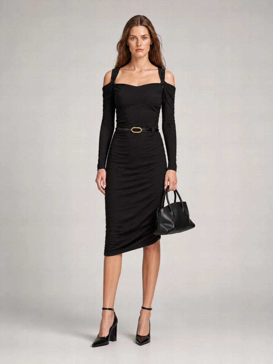 The Attico Viscose Crepe Knee-Length Dress