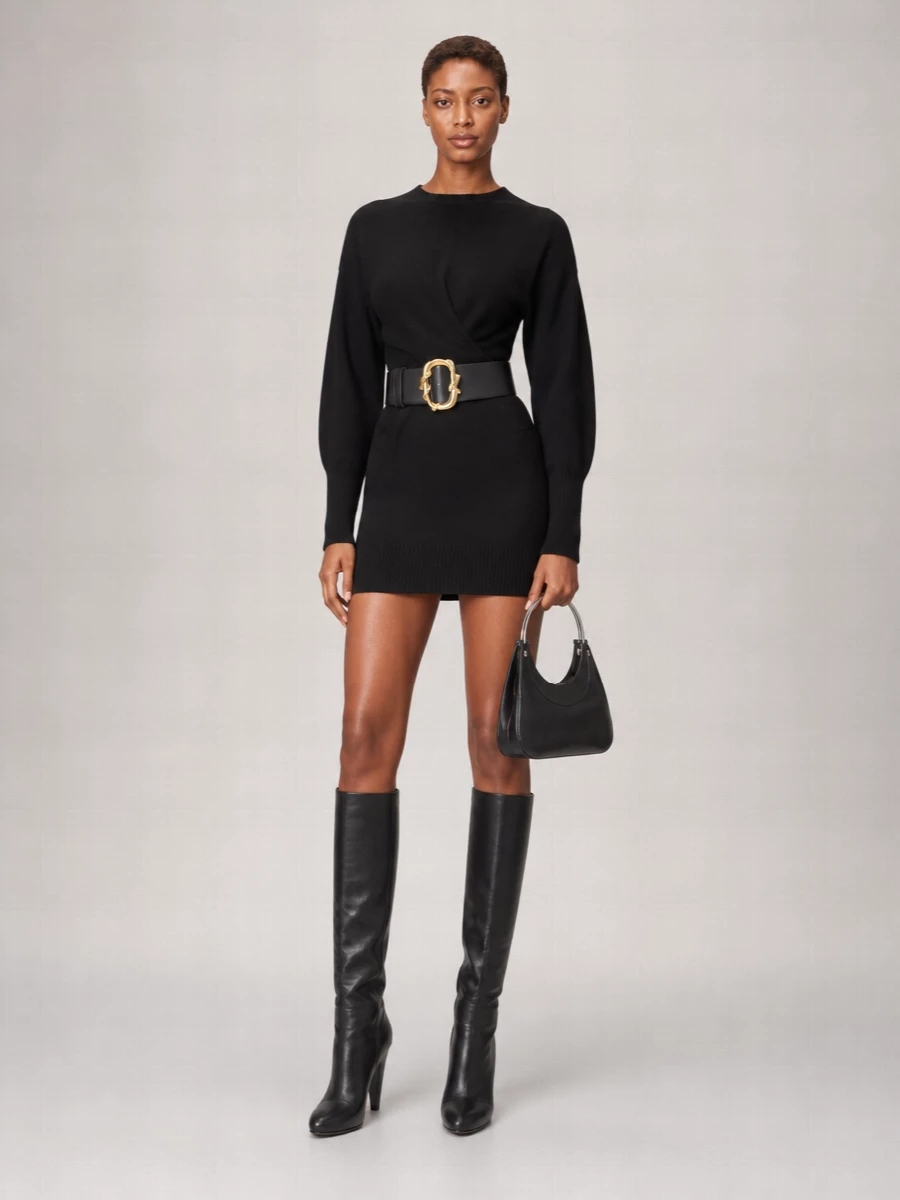Alexander Mcqueen Cashmere Wool Cutout Draped Mini Dress