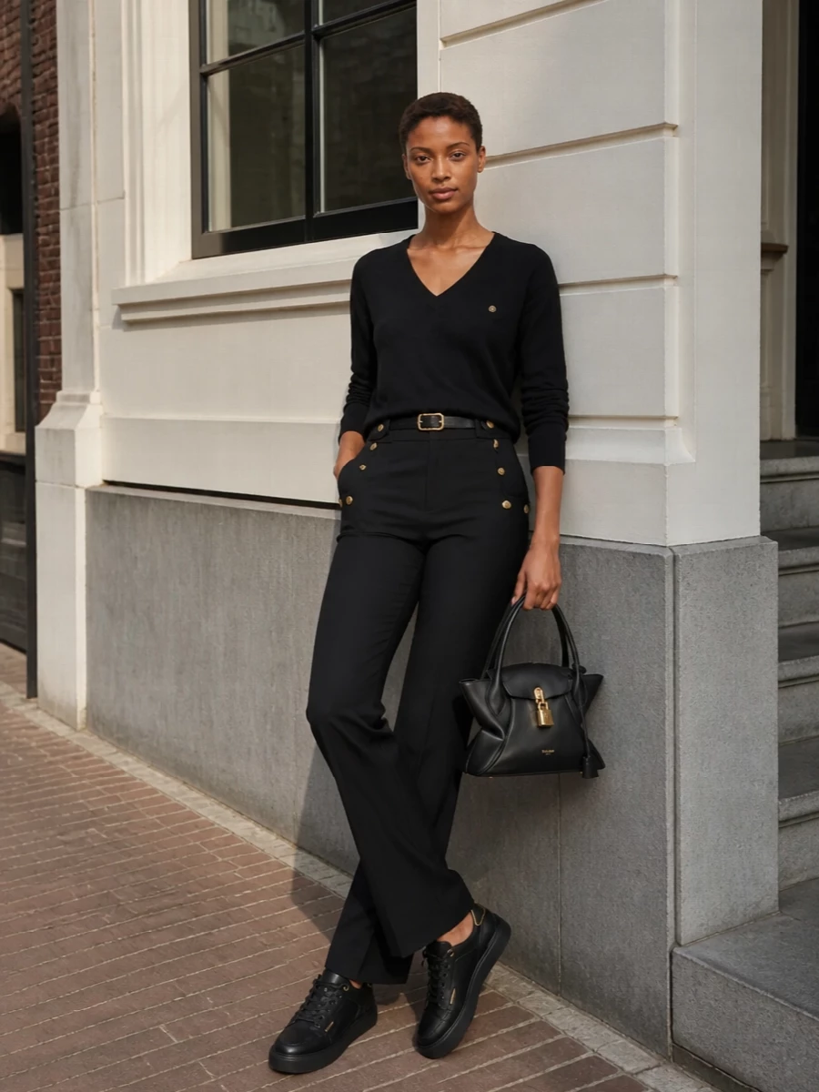 Balmain black sweatshirt tailored flare trousers