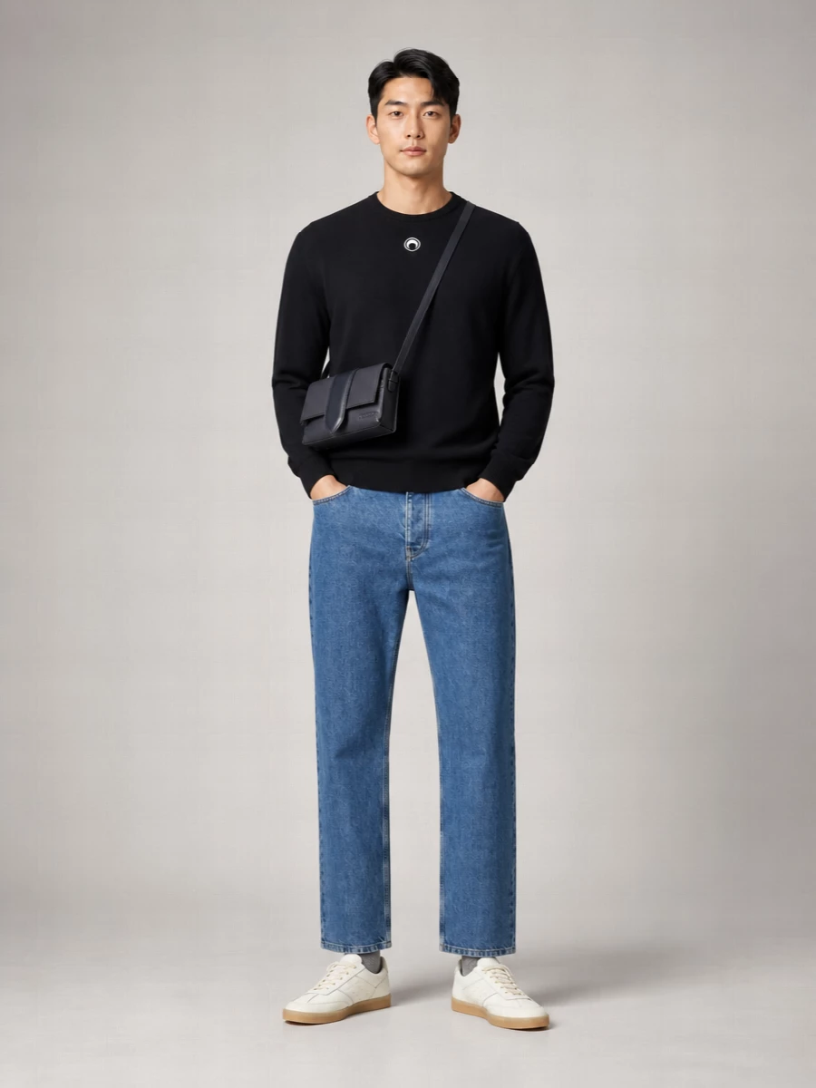 Marine Serre Denim Straight-Leg Jeans