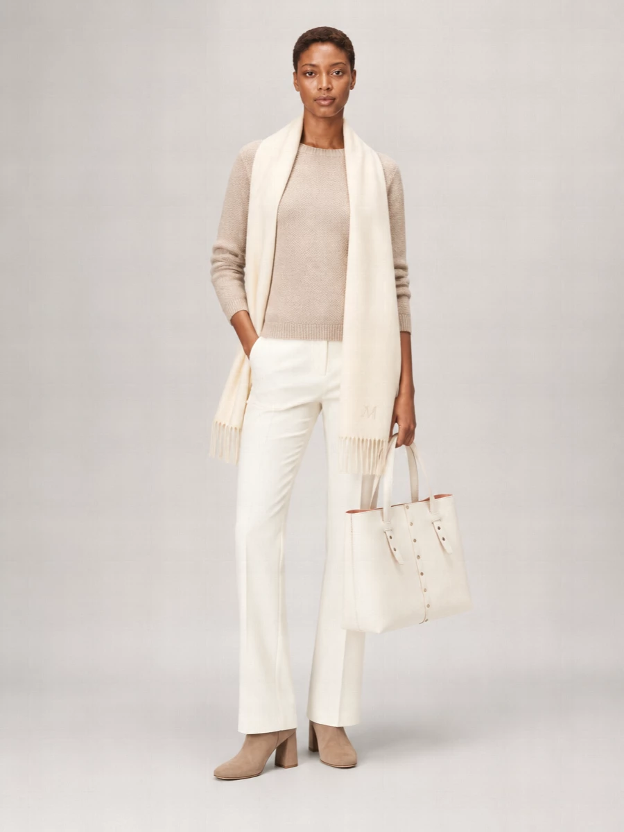 Fabiana Filippi Cashmere Silk Fine-Knit Metallic Boat Neck Sweater