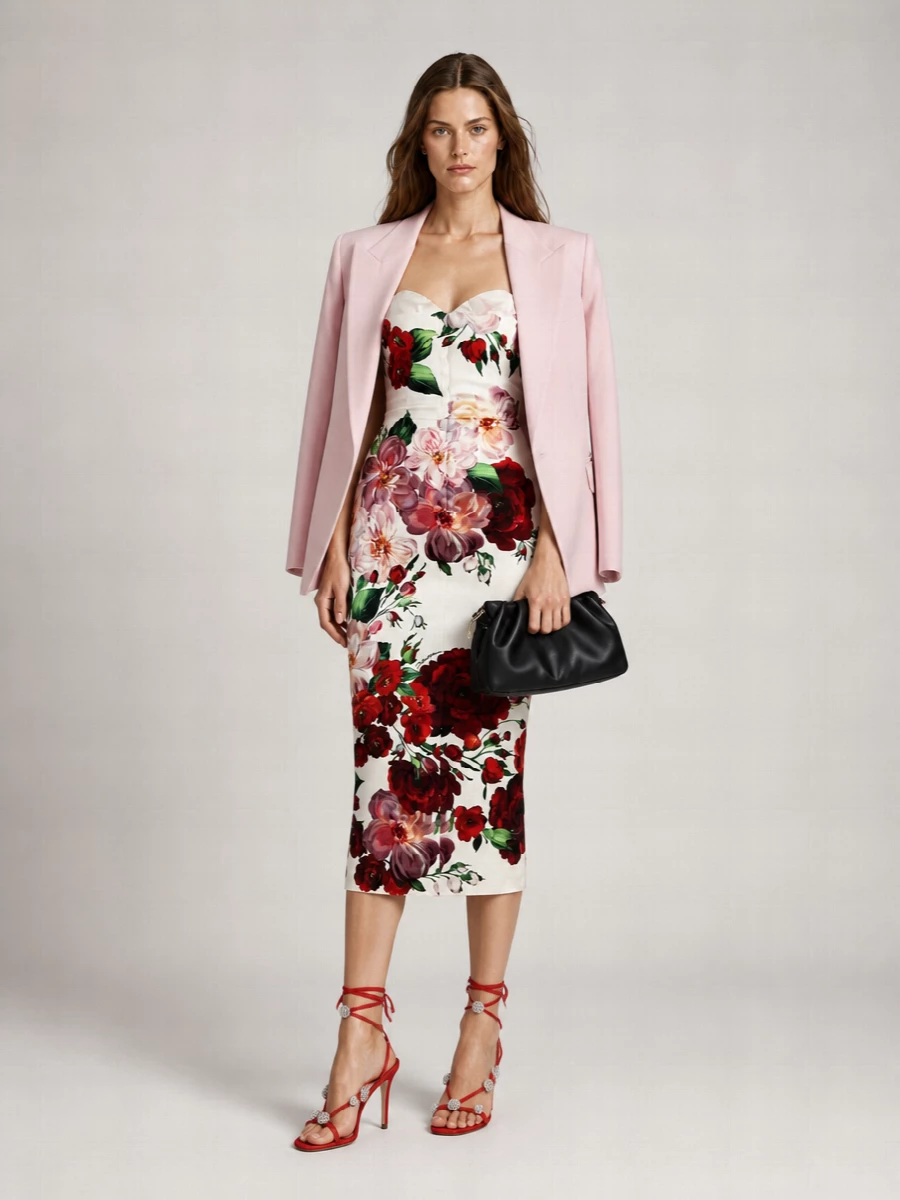 Dolce&Gabbana Printed Satin Midi Dress