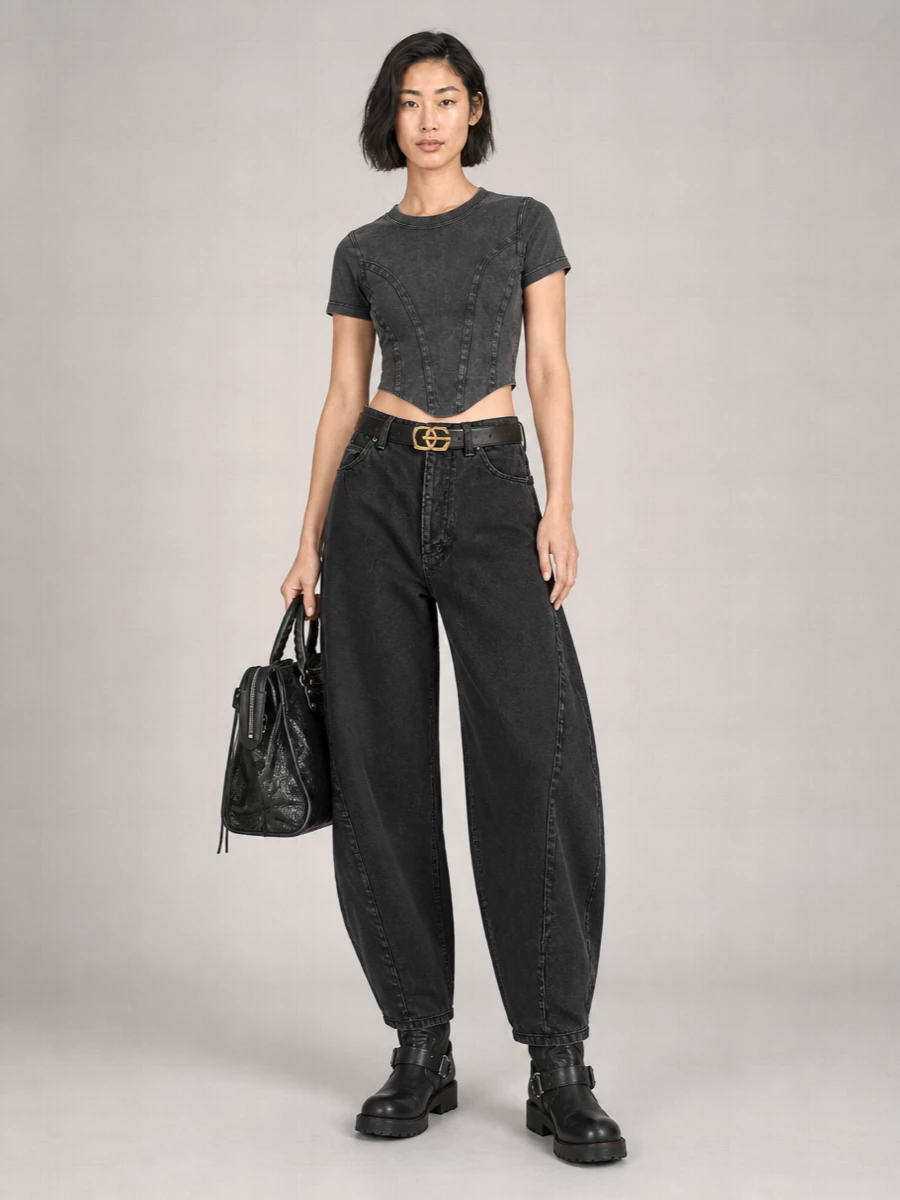 Balenciaga High-Rise Barrel-Leg Denim Jeans