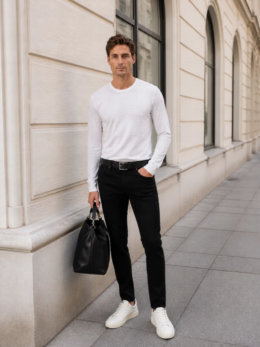 Tom ford sheer tee black slim trousers outfit