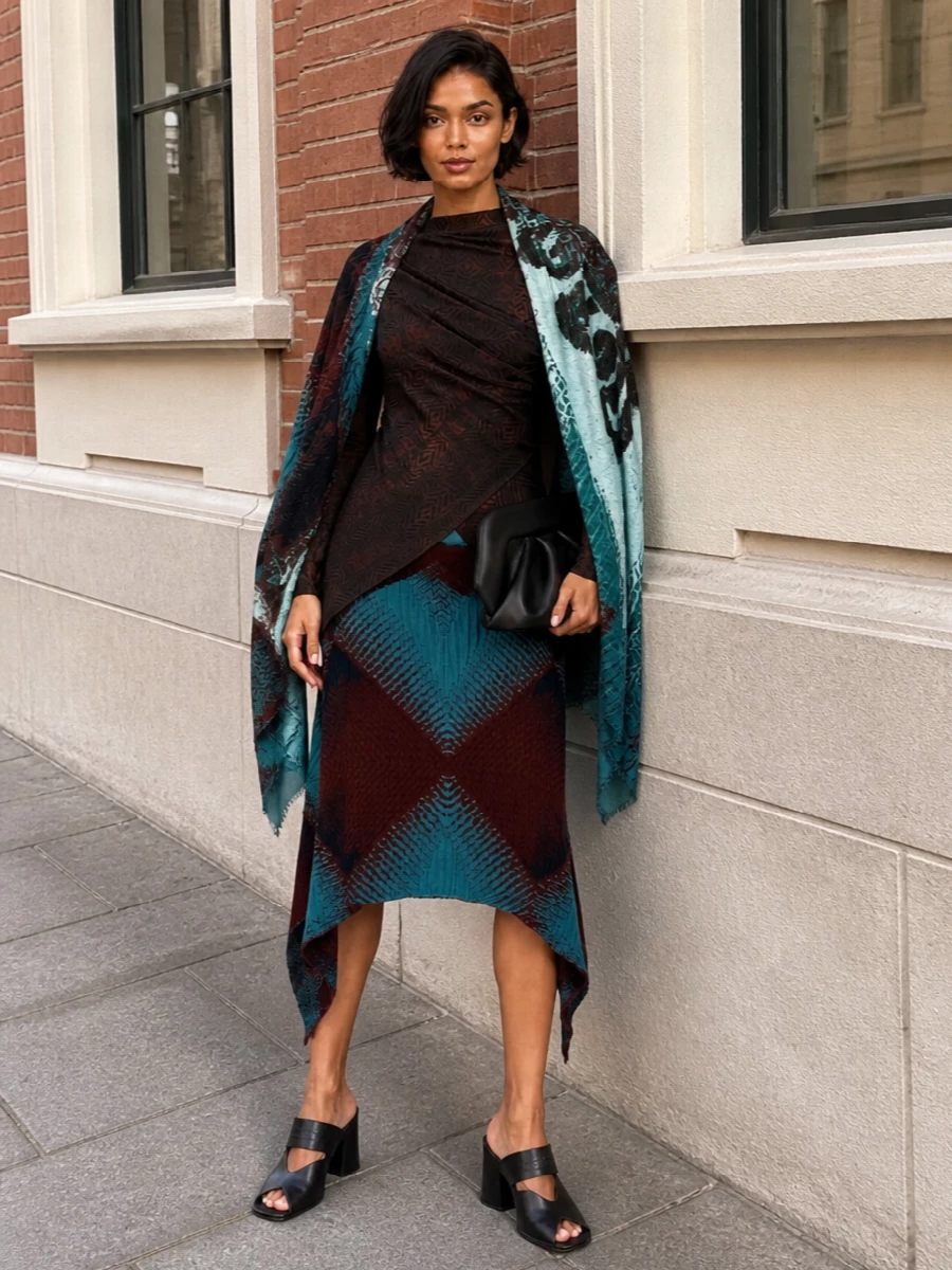Kiko kostadinov skirt black slingback heels outfit