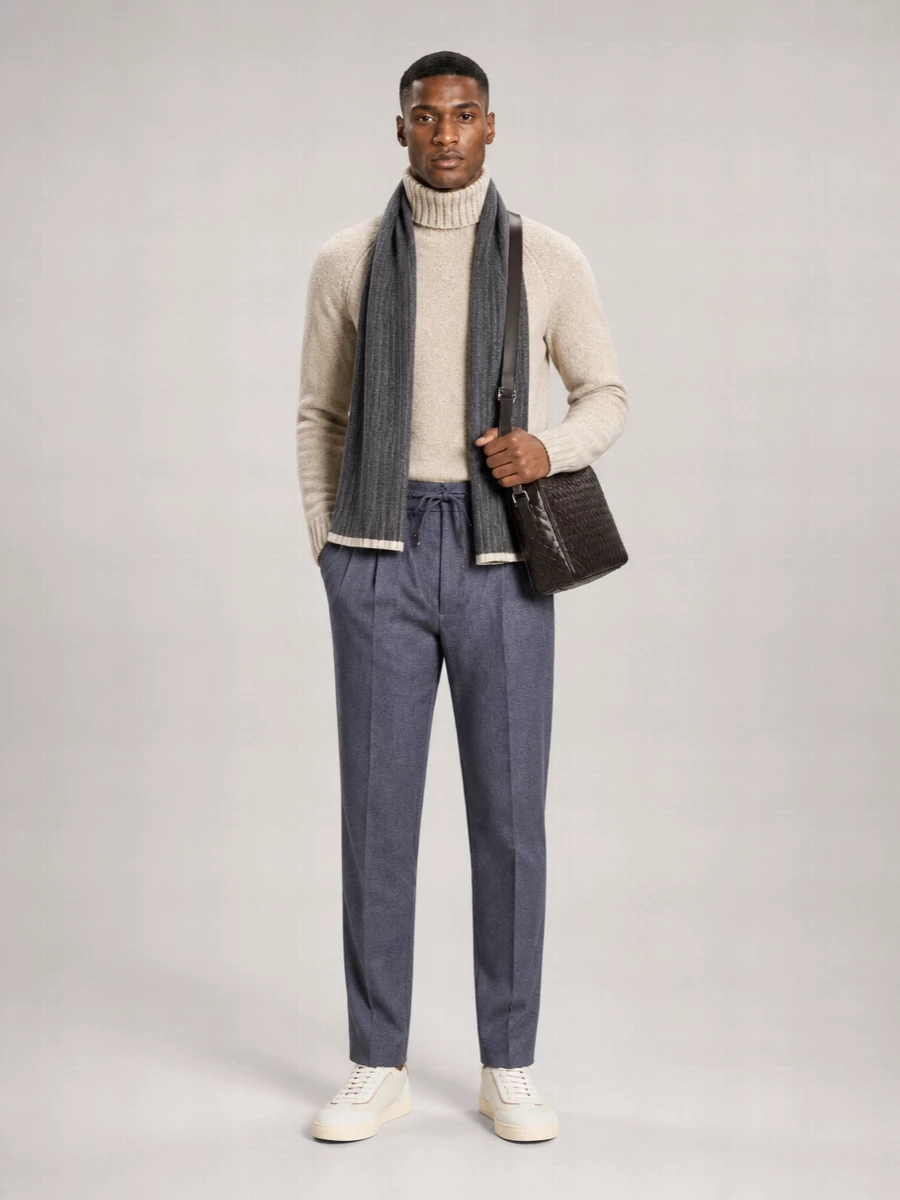 Brunello Cucinelli Cashmere Silk Wool Ribbed Turtleneck Sweater