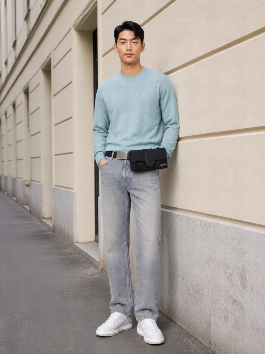 Acne knit haikure jeans arigato sneakers