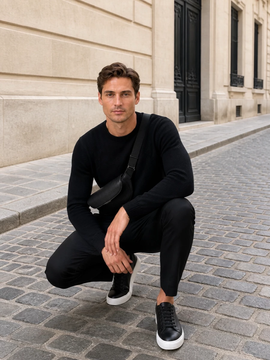 Alexander mcqueen black sweater tailored trousers outfit
