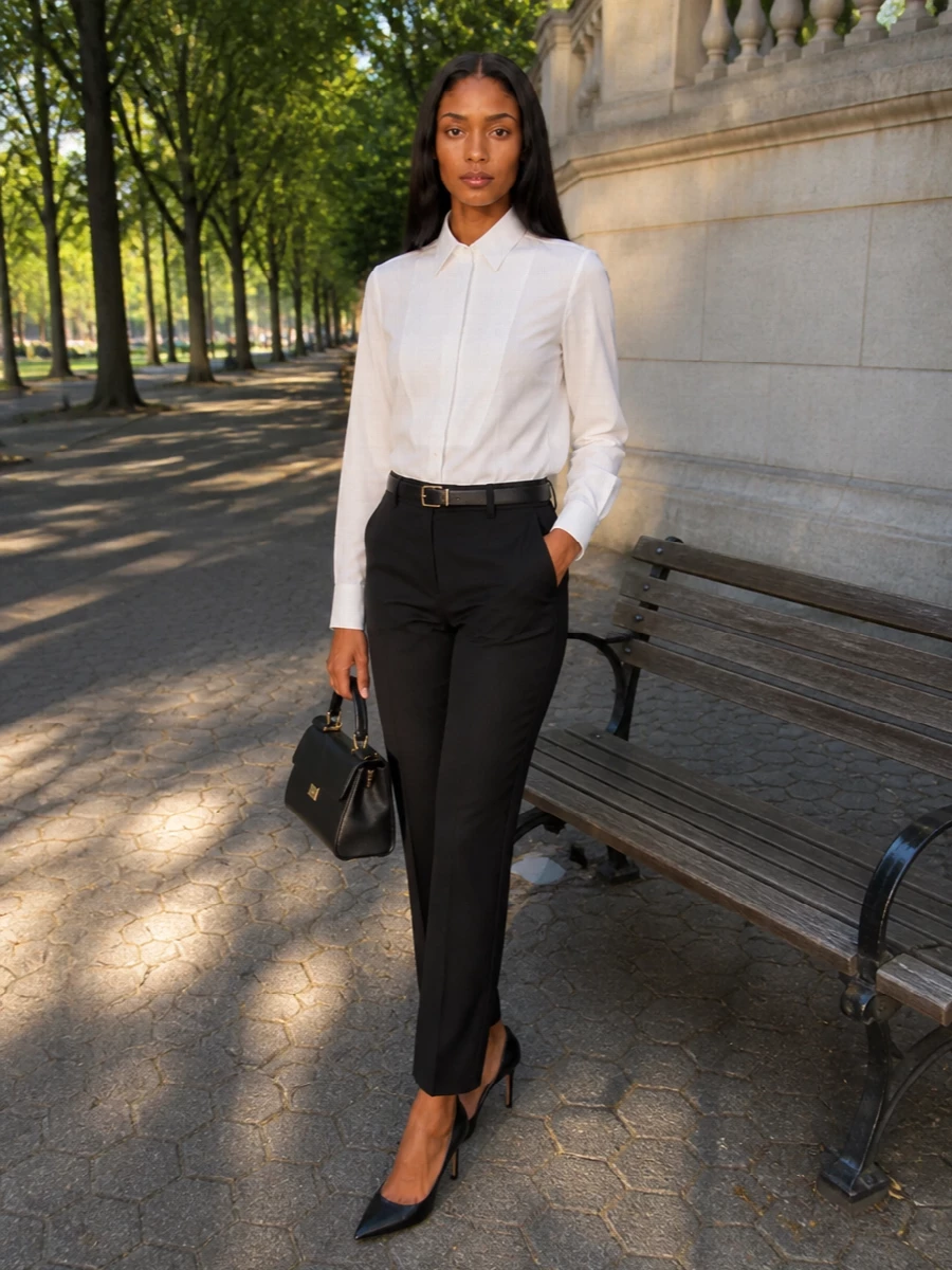 Dolce gabbana black trousers tuxedo shirt outfit