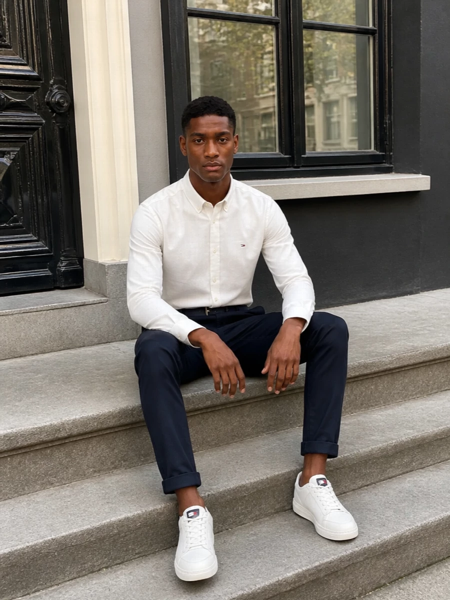 Tommy hilfiger shirt navy chinos sneakers
