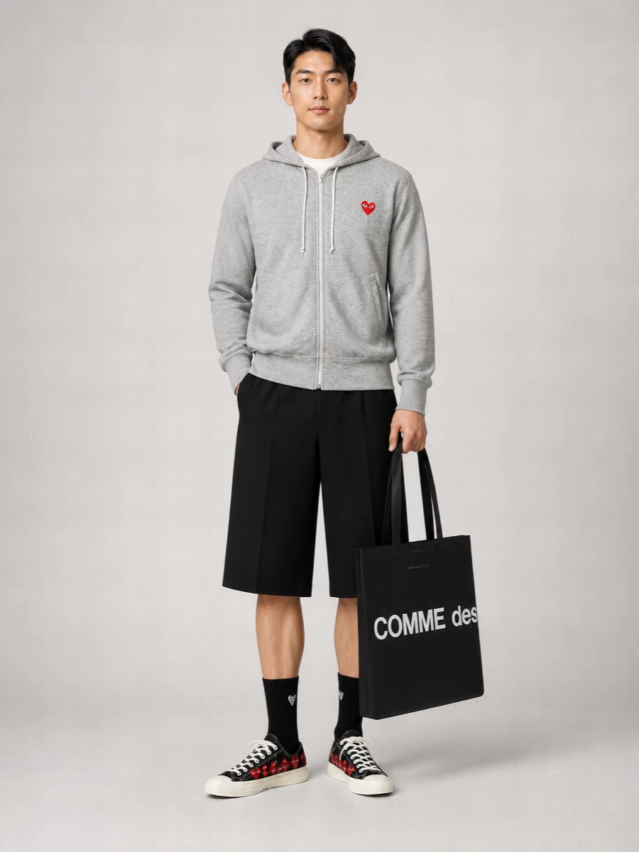 Comme Des Garçons Cotton Logo Zip Hoodie