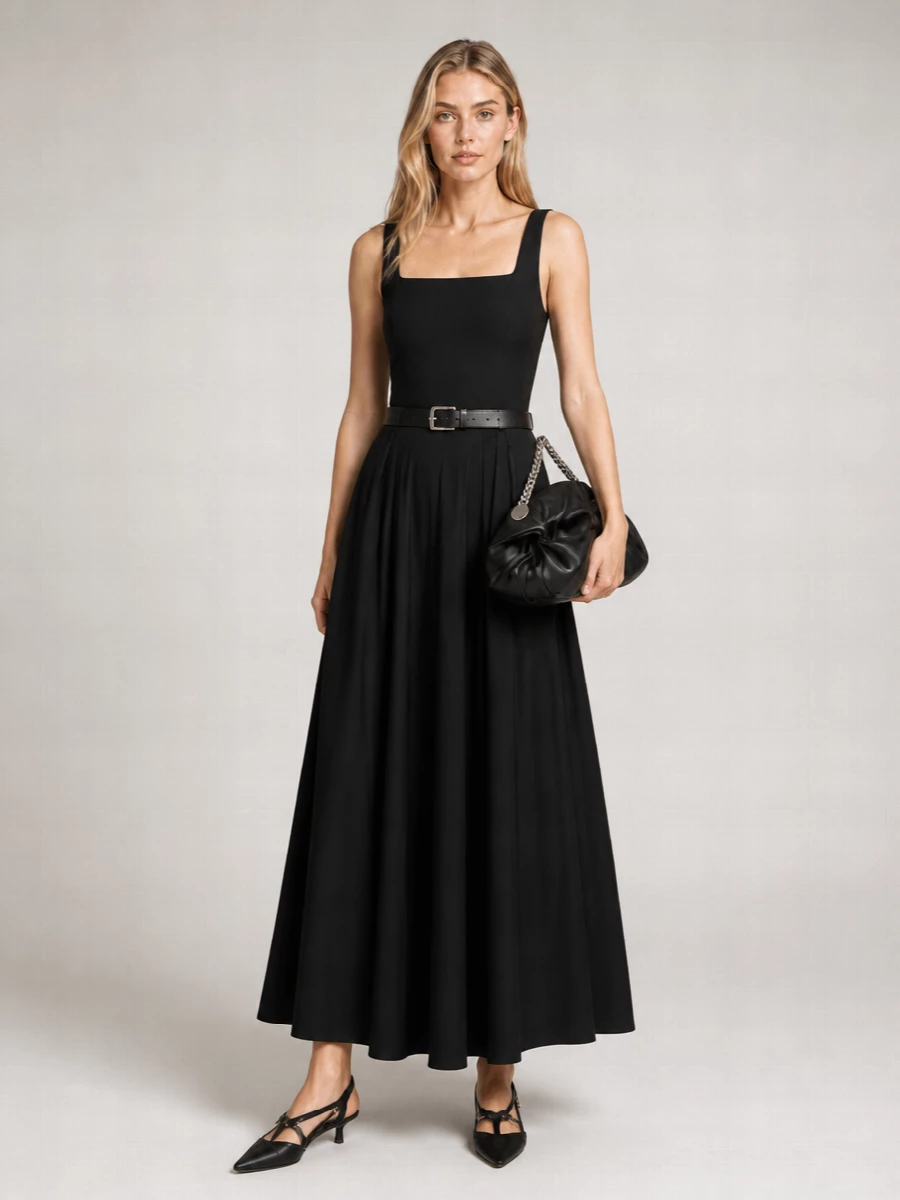 Sportmax Cotton Sleeveless Square-Neck Maxi Dress