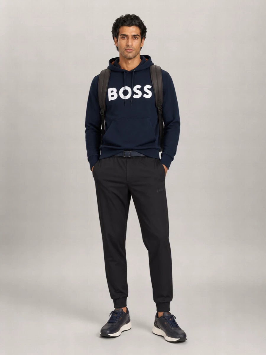 Boss Cotton Logo-Print High-Collar Long-Sleeve Sweatshirt