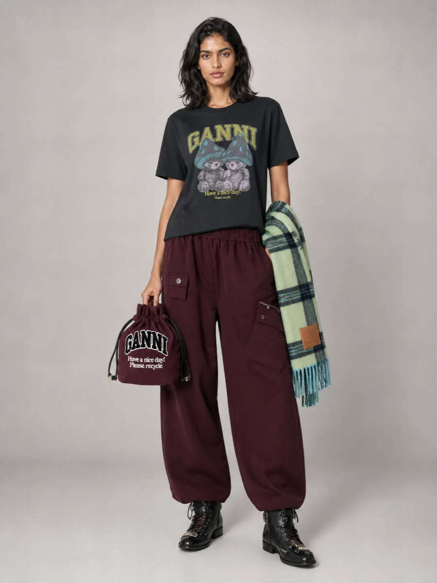 Ganni Organic Cotton Graphic Crew-Neck T-Shirt