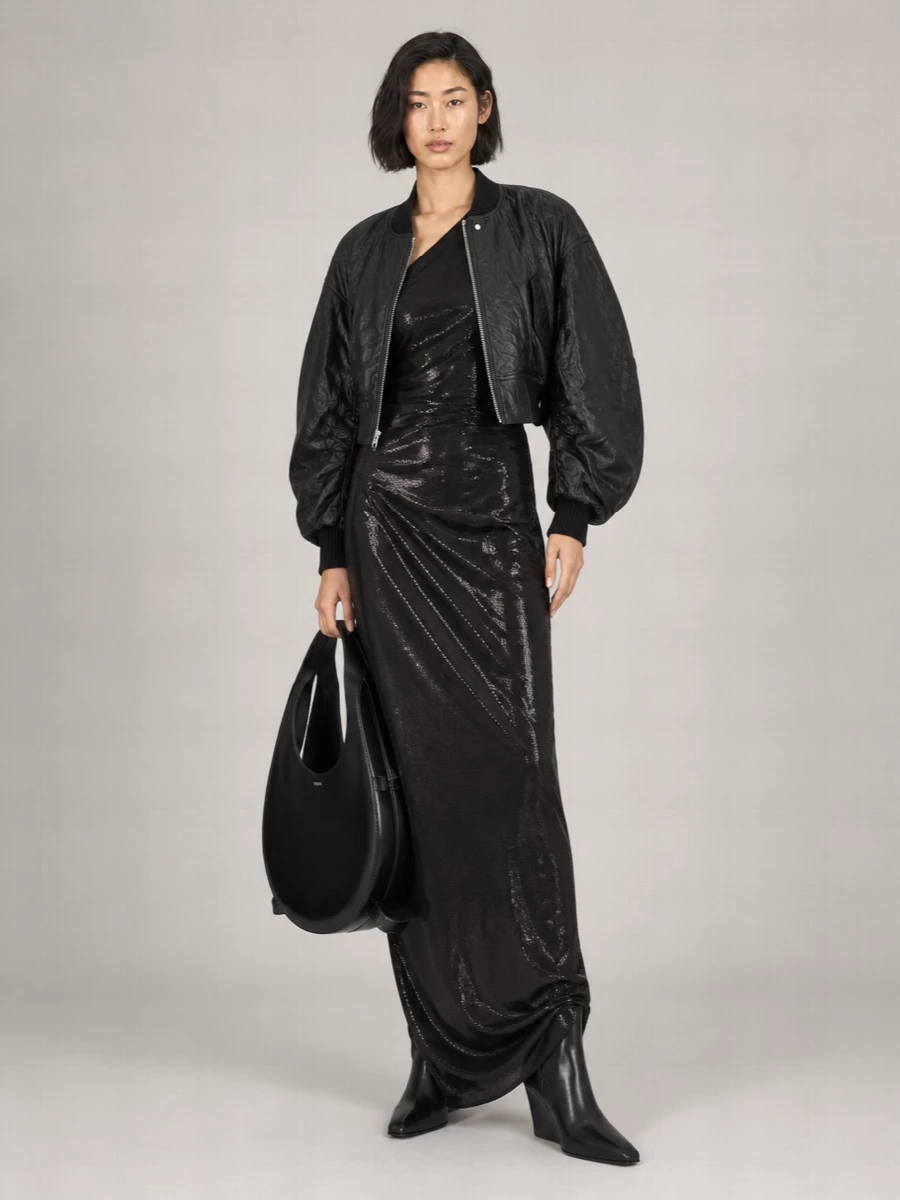 Rick Owens Lamb Leather Cropped Bomber Jacket