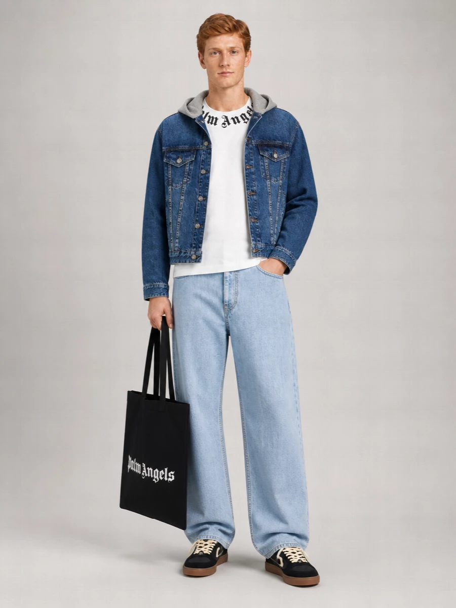Palm Angels Denim Single Breasted Coat