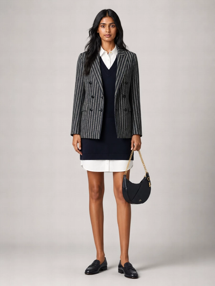 Circolo 1901 Cotton Striped Double-Breasted Blazer