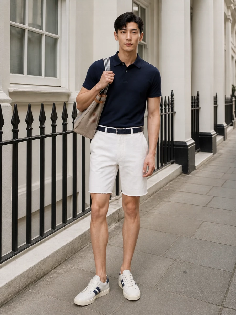 Ralph lauren chino shorts bally navy sneakers