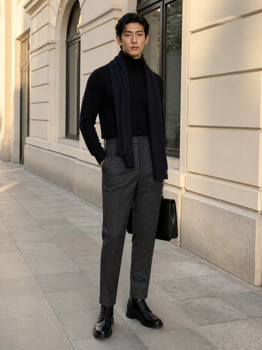 Dolce gabbana turtleneck with pleated trousers