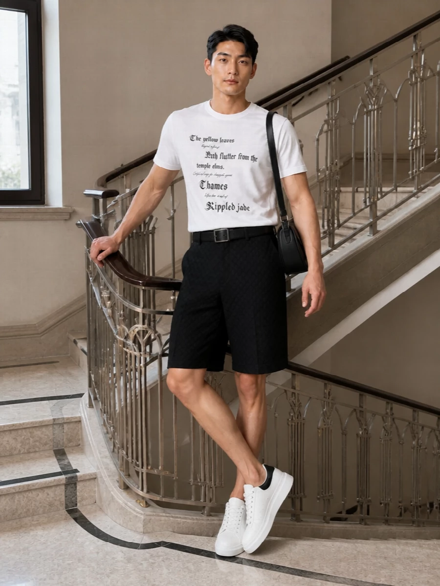Alexander mcqueen monochrome tee tailored shorts