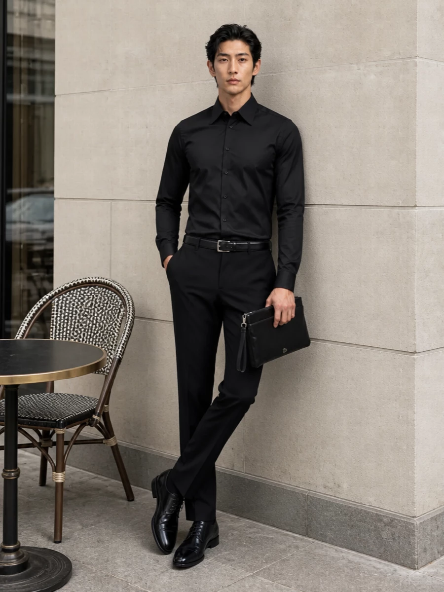 Dolce gabbana black shirt trouser formal outfit