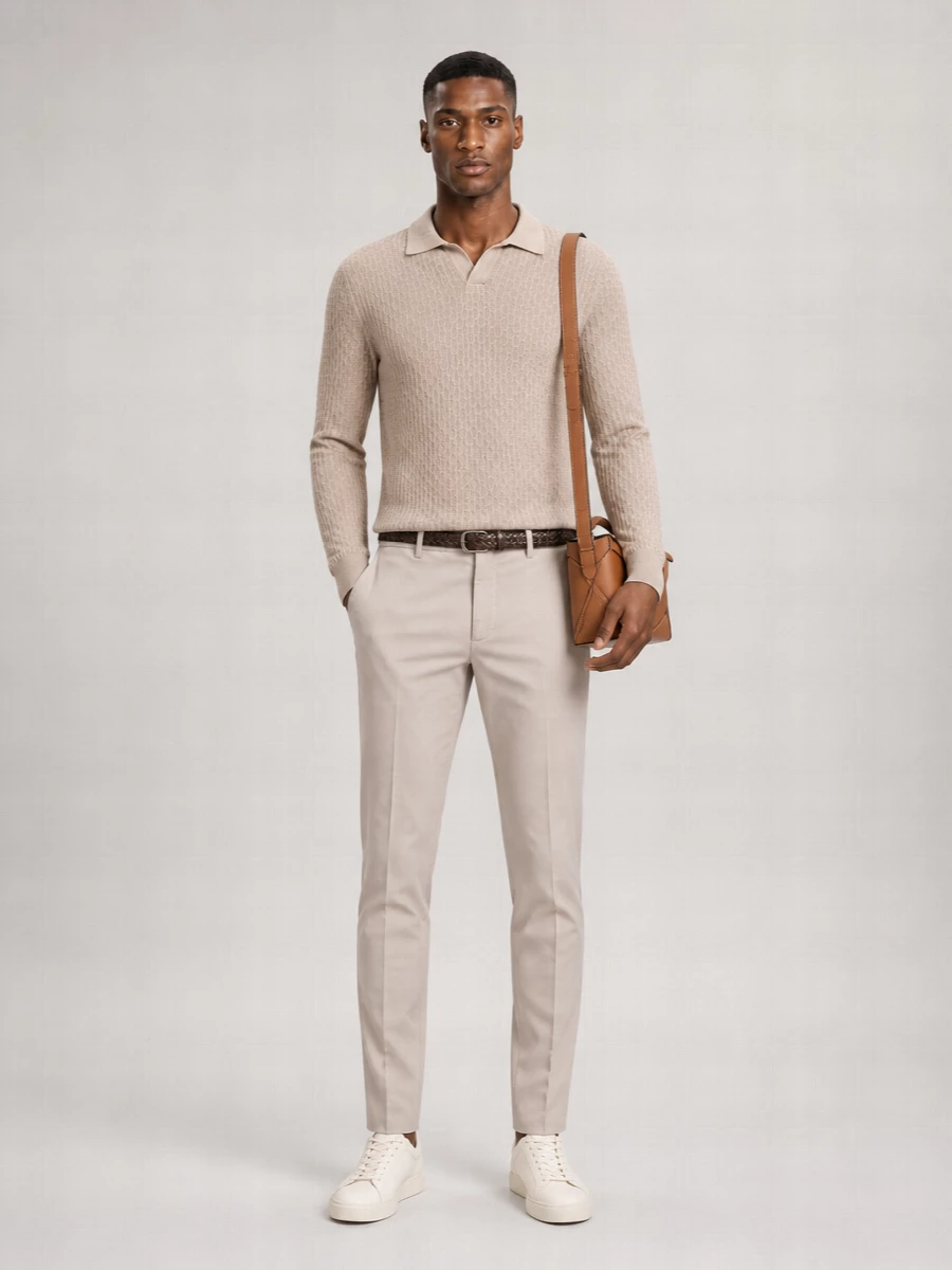 Boss Silk Ribbed V-Neck Long-Sleeve Jumper