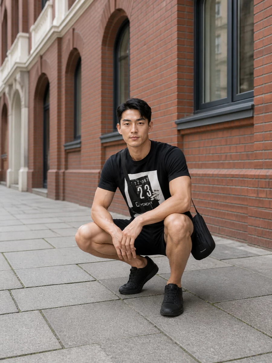 Givenchy black graphic tee outfit shorts