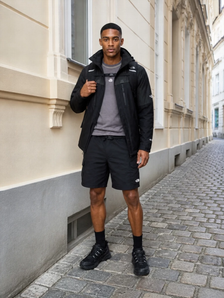 North face shell cargo shorts salomon sneakers