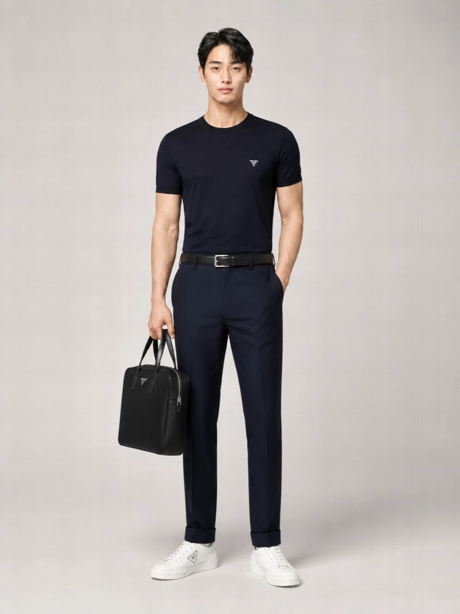 Prada Wool Ribbed Crew-Neck T-Shirt