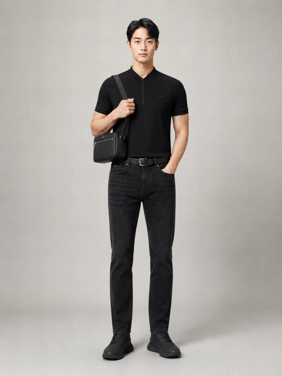 Boss Short-Sleeve Zip-Collar T-Shirt