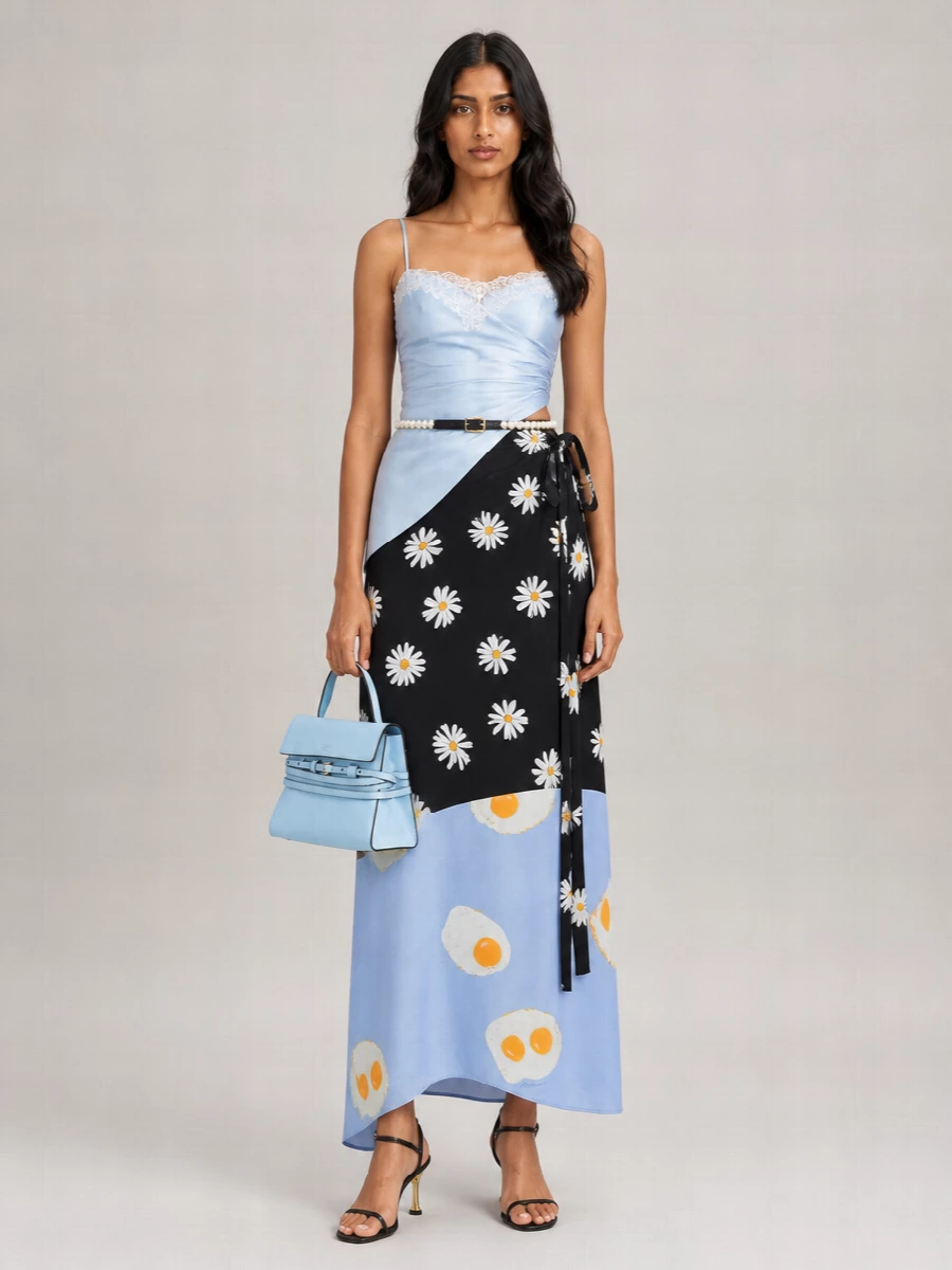 Moschino Silk Printed Wrap Skirt