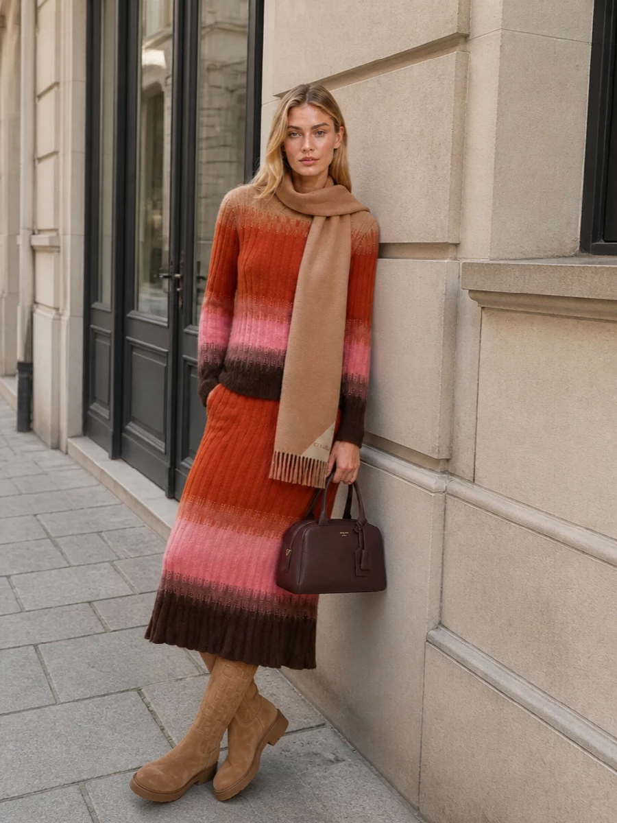 Fendi knit sweater midi skirt outfit fall