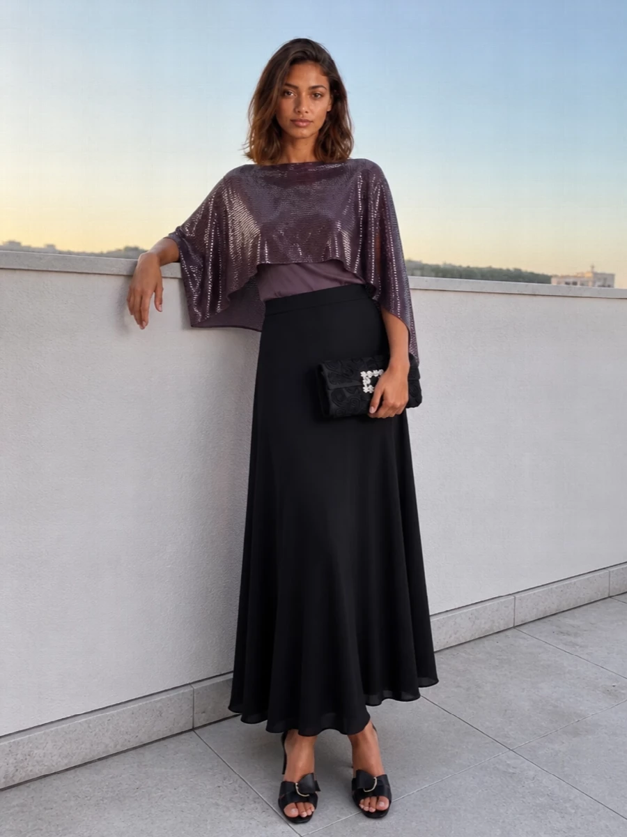 Alberta ferretti sequin top black evening skirt