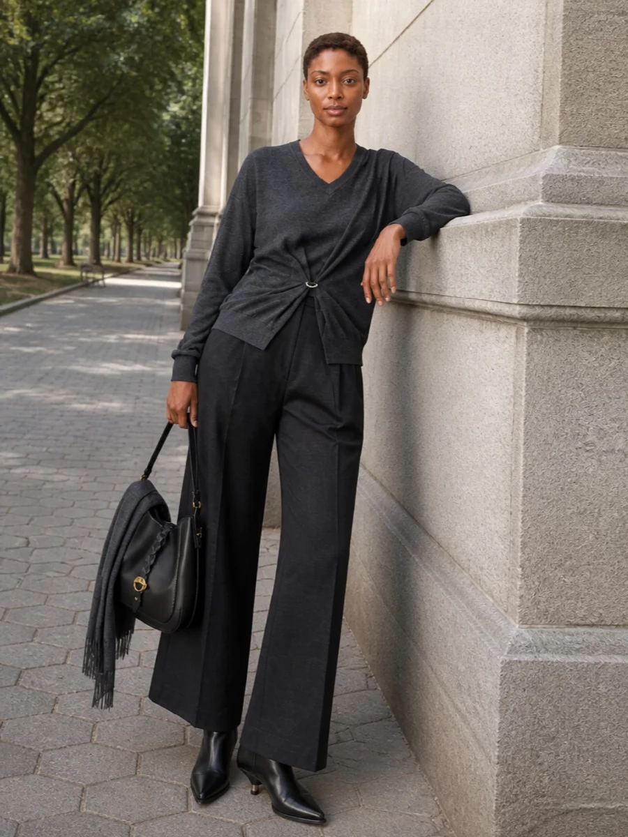 Isabel marant charcoal sweater wide leg trousers
