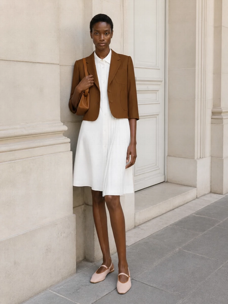 Dries van noten blazer white shirt dress outfit