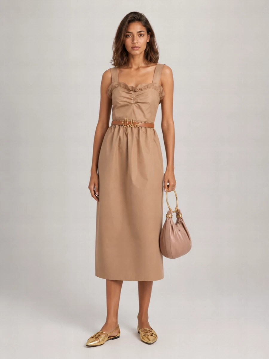 Chloé Silk Blend Balloon Midi Dress