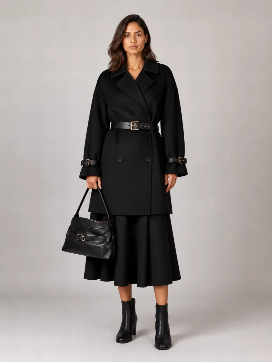 S Max Mara Virgin Wool Double-Breasted Oversized Coat