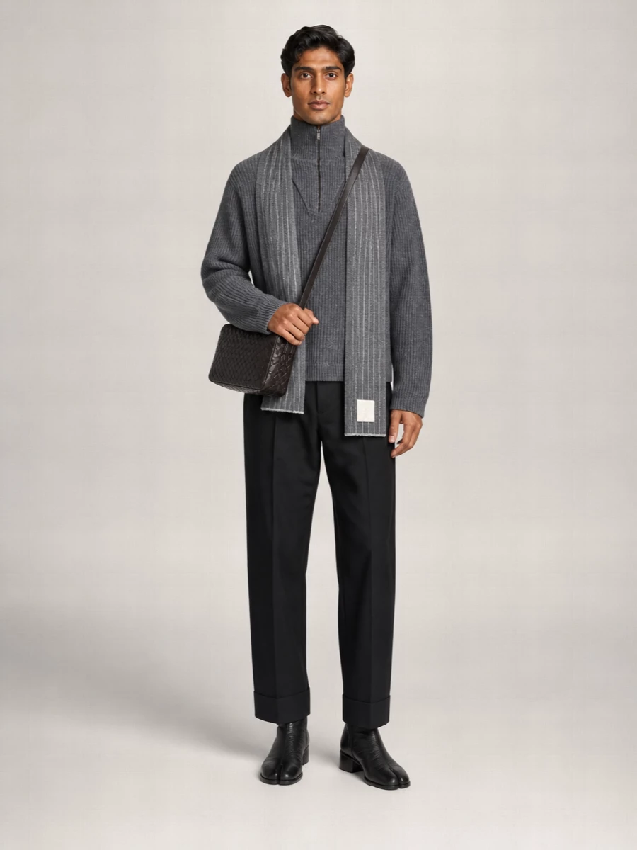 Maison Margiela High Collar Zip Detail Sweater