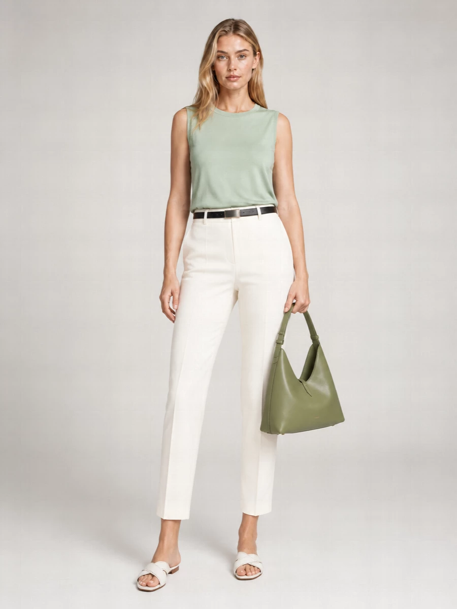 Victoria Beckham Semi-Sheer Crew-Neck Tank Top