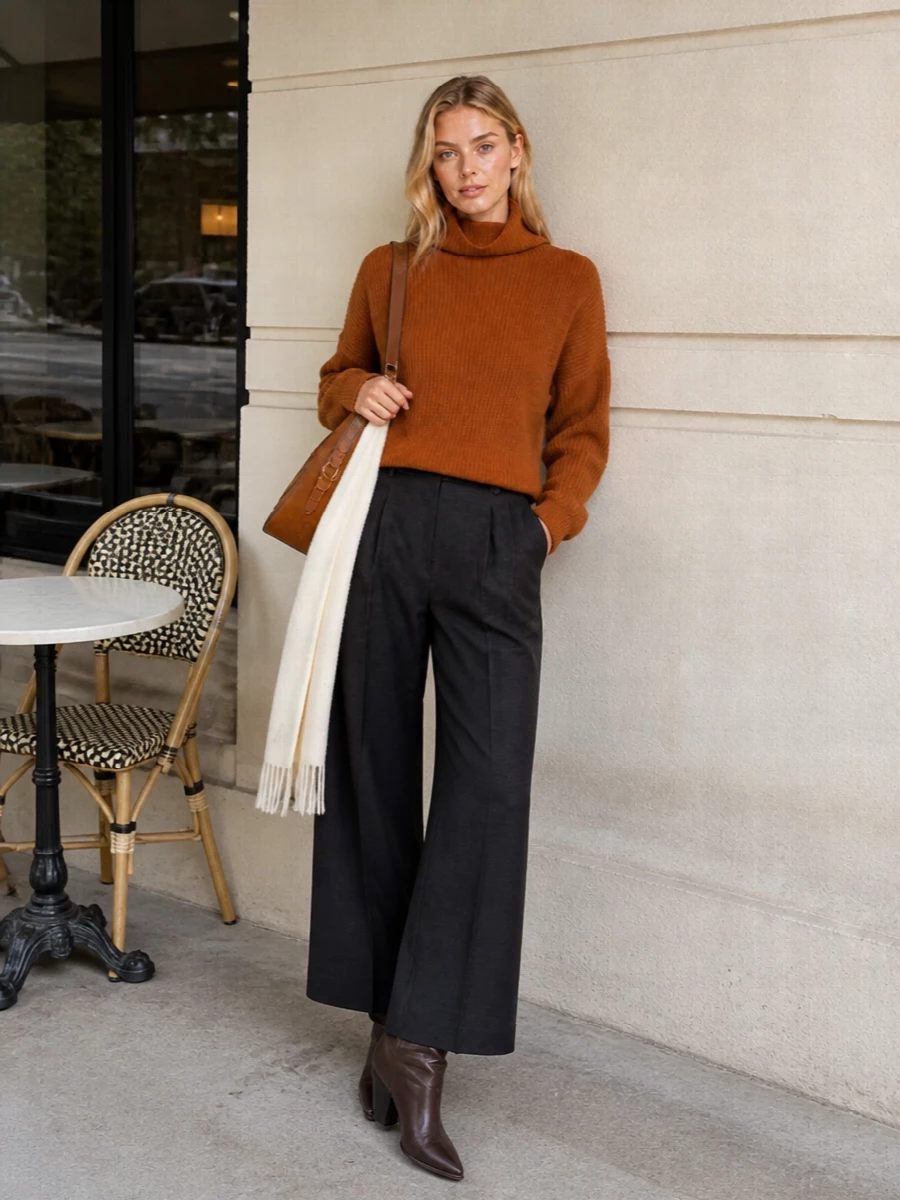 Isabel marant caramel sweater wide leg trousers