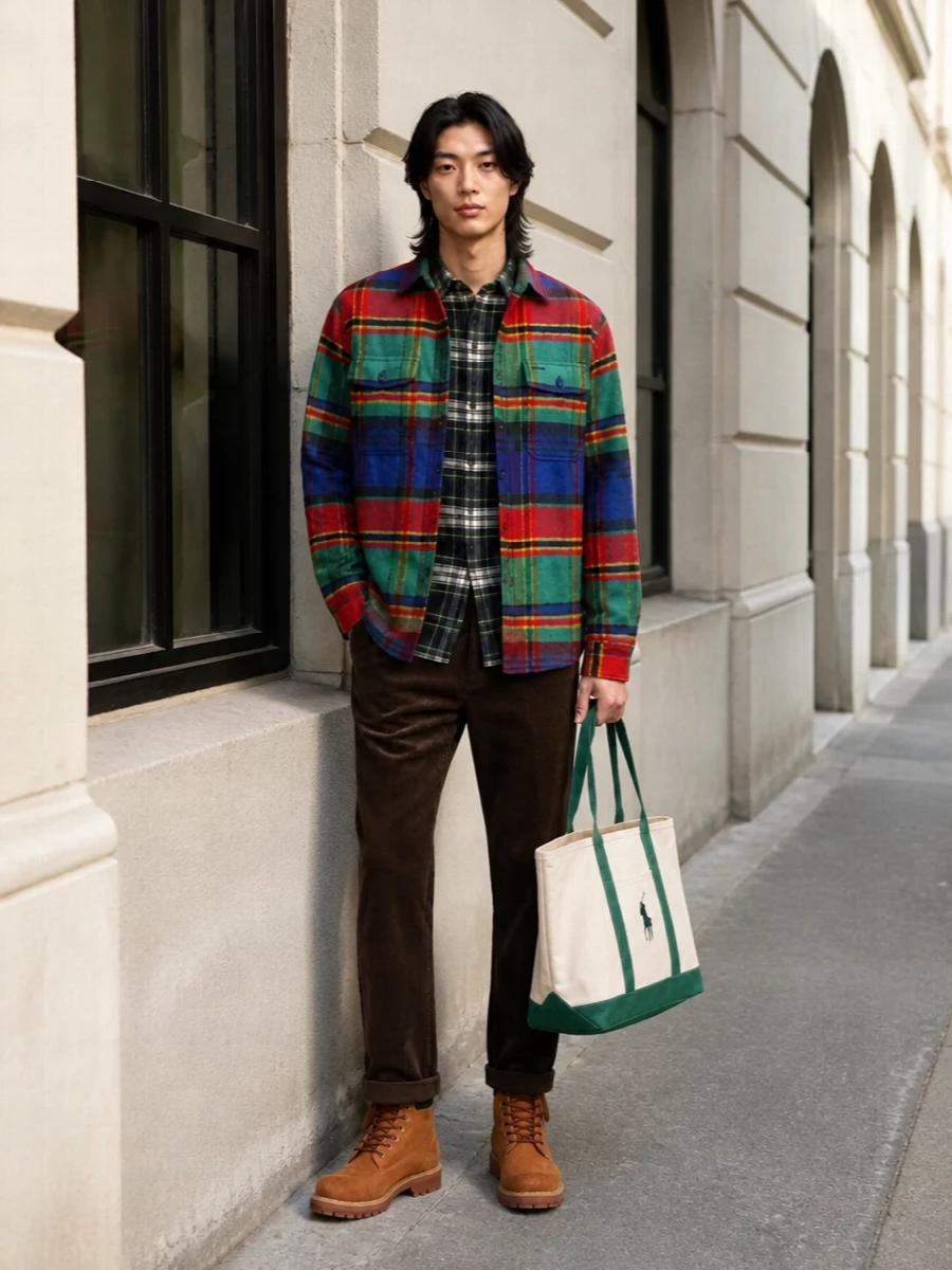 Polo ralph lauren plaid with corduroy pants