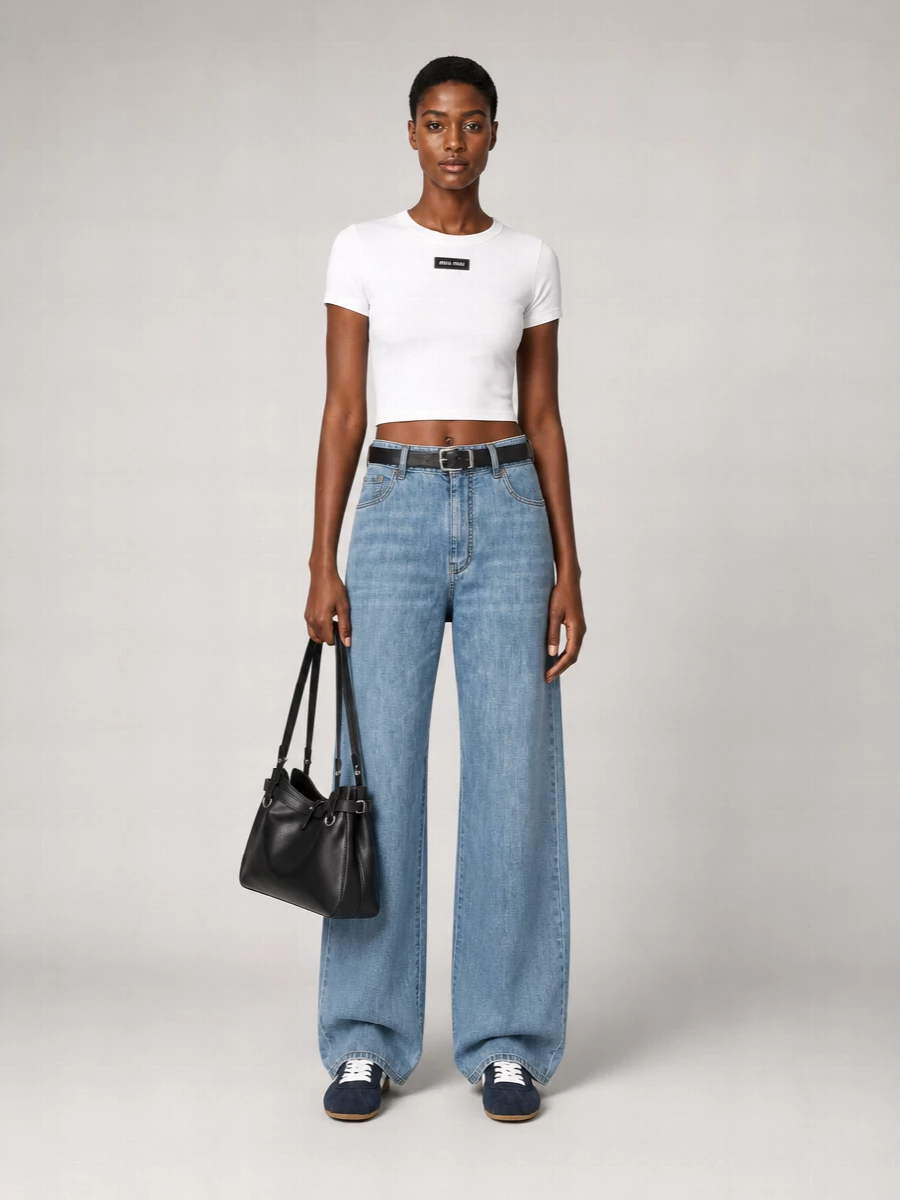 Miu Miu Chambray Straight-Leg Jeans