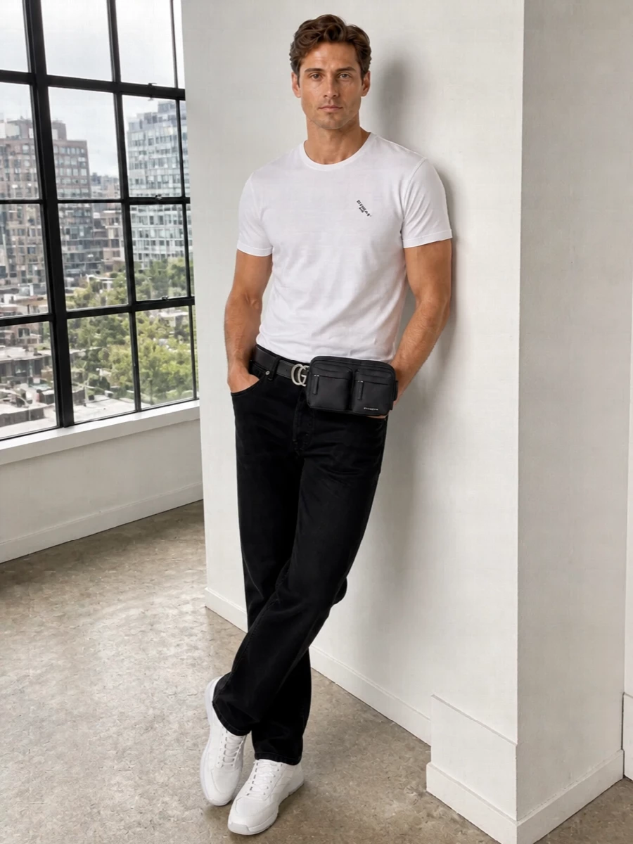Givenchy white t shirt black trousers outfit