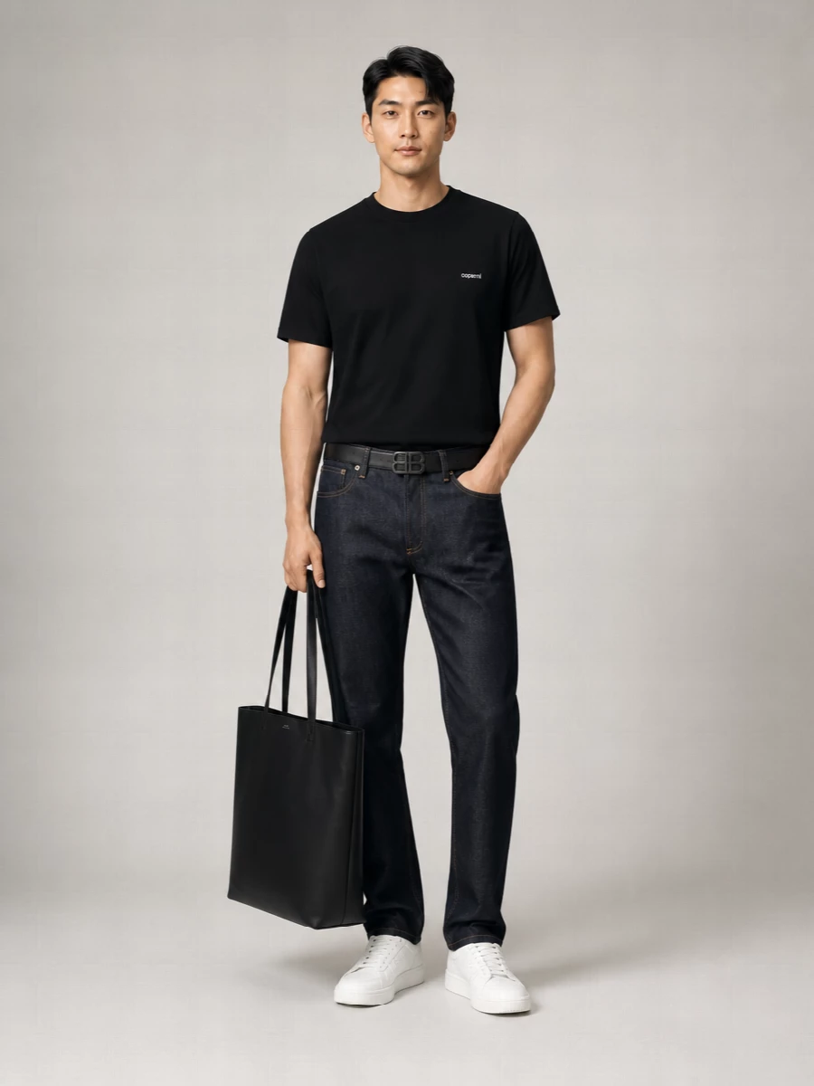 Coperni Organic Cotton Logo Print Ribbed Crew Neck Short Sleeve T Shirt